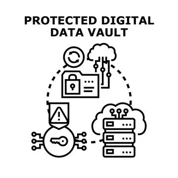 Secure digital data vault cloud computing concept Stock Illustration