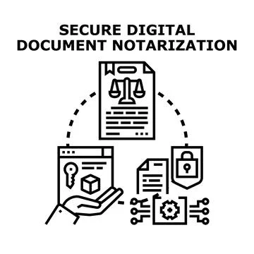 Secure digital document notarization concept vector illustration 스톡 일러스트