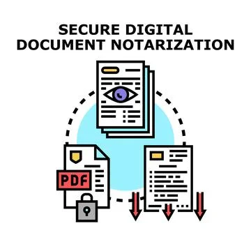 Secure digital document notarization process with electronic files イラスト素材