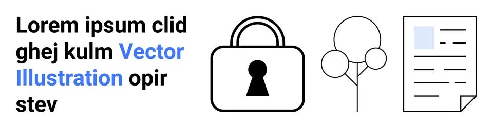 Secure Digital Document Storage with Icon of Lock, Tree Diagram, and Docume.. イラスト素材