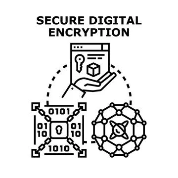 Secure digital encryption data protection concept Stock Illustration