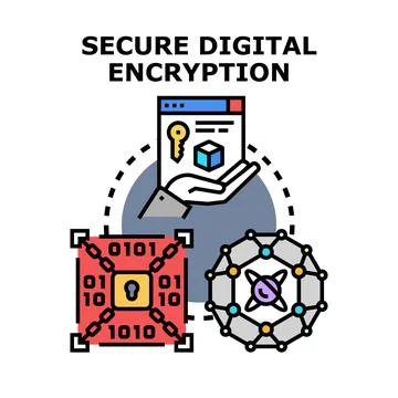 Secure digital encryption data protection concept Stock Illustration