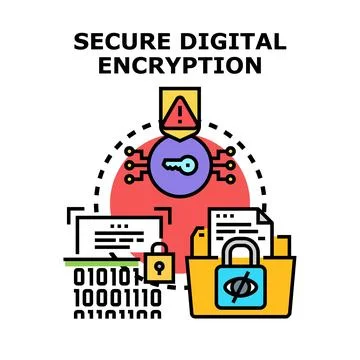 Secure digital encryption process protecting important data Stock Illustration