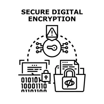 Secure digital encryption process protecting important data Stock Illustration