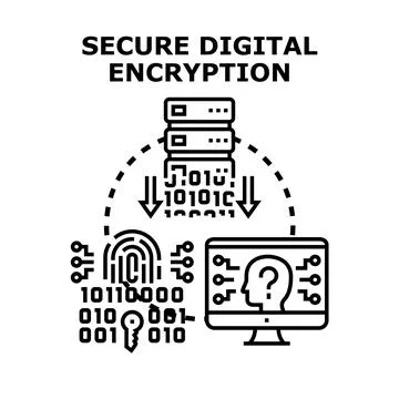Secure digital encryption protecting data and information security Stock Illustration