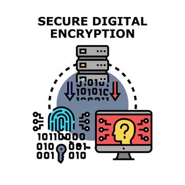 Secure digital encryption protecting data and information security Stock Illustration