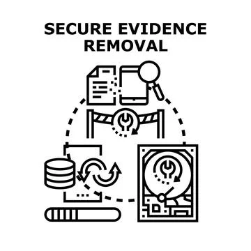 Secure digital evidence removal process for data management Stock Illustration