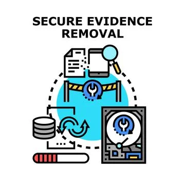 Secure digital evidence removal process for data management Stock Illustration