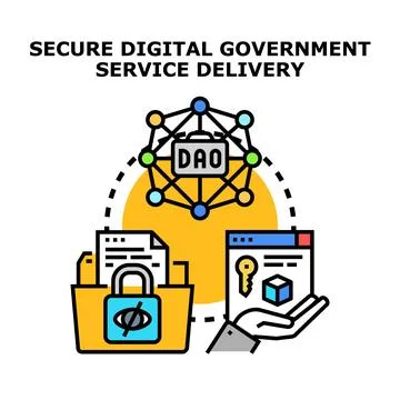 Secure digital government services delivery system concept Stock Illustration