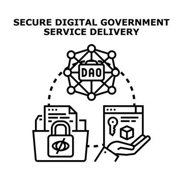 Secure digital government services delivery system concept Stock Illustration