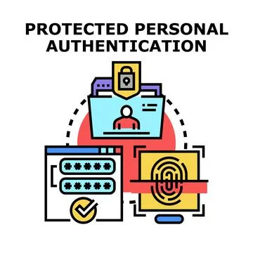 Secure digital identity authentication and data protection concept Stock Illustration