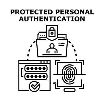 Secure digital identity authentication and data protection concept Stock Illustration