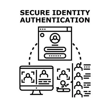 Secure digital identity authentication system processing user data Stock Illustration