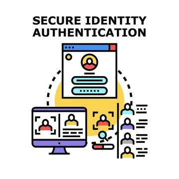 Secure digital identity authentication system processing user data Stock Illustration