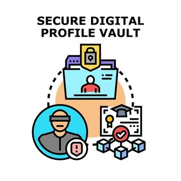Secure digital identity profile vault access management Stock Illustration