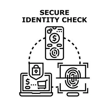 Secure digital identity verification process with biometrics Stock Illustration
