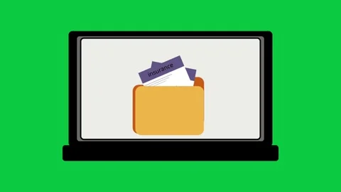 Secure Digital Insurance Document Storage on Laptop Vídeo Stock 336245983
