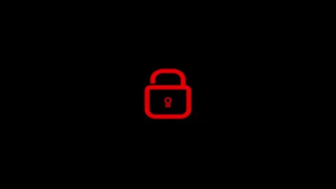 Secure Digital Lock With Red Icon Design Stock Footage 331897889