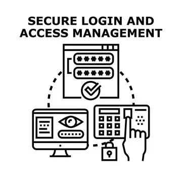 Secure digital login access and data management system Stock Illustration