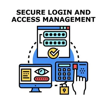 Secure digital login access and data management system Illustrazione stock