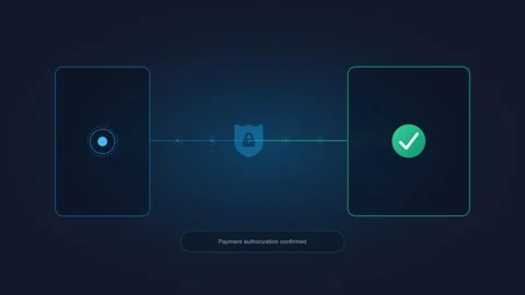 Secure digital merchant payment connection process. 4K Video stock 342114951