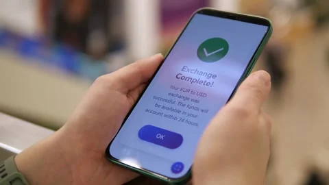 Secure digital money exchange on mobile. Stock Footage 326600446