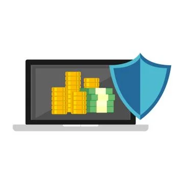 Secure digital money transaction. Secure payment symbol. Financial security. Stock Illustration