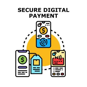 Secure digital payment concept with mobile apps Stock Illustration