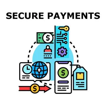 Secure digital payment processing and online financial protection concept 스톡 일러스트