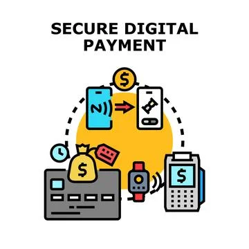 Secure digital payment system for digital transaction operations Stock Illustration