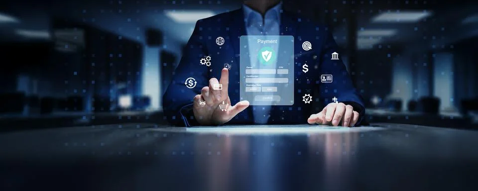 Secure Digital Payment Systems Illustrated Financial technology concept. Stock-Fotos