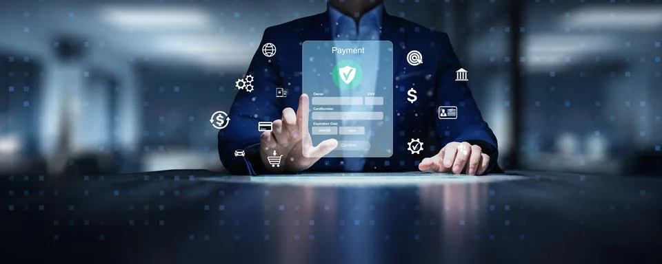Secure Digital Payment Systems Illustrated Financial technology concept. Stock Photos
