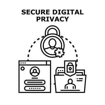 Secure digital privacy concept protecting user data online Stock Illustration