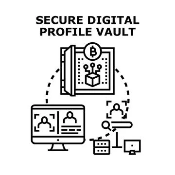 Secure digital profile vault protecting personal information 스톡 일러스트