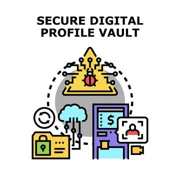 Secure digital profile vault protecting user data Stock Illustration