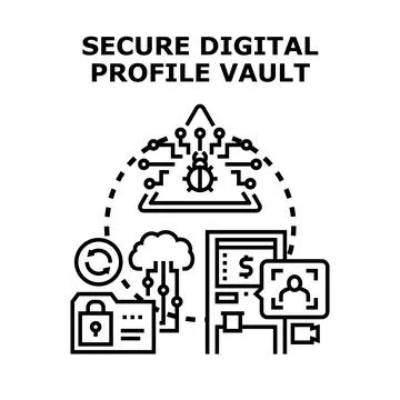 Secure digital profile vault protecting user data Stock Illustration