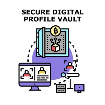 Secure digital profile vault protecting personal information Stock Illustration