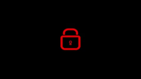 Secure Digital Protection Red Padlock Symbol Design Stock Footage 332526249