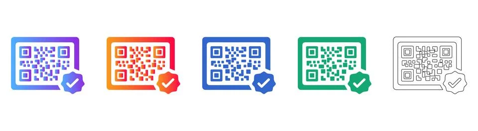 Secure Digital QR Code Icons Stock Illustration