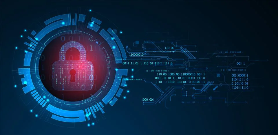 Secure digital space. Virtual confidential, programming protection. Illustrazione stock