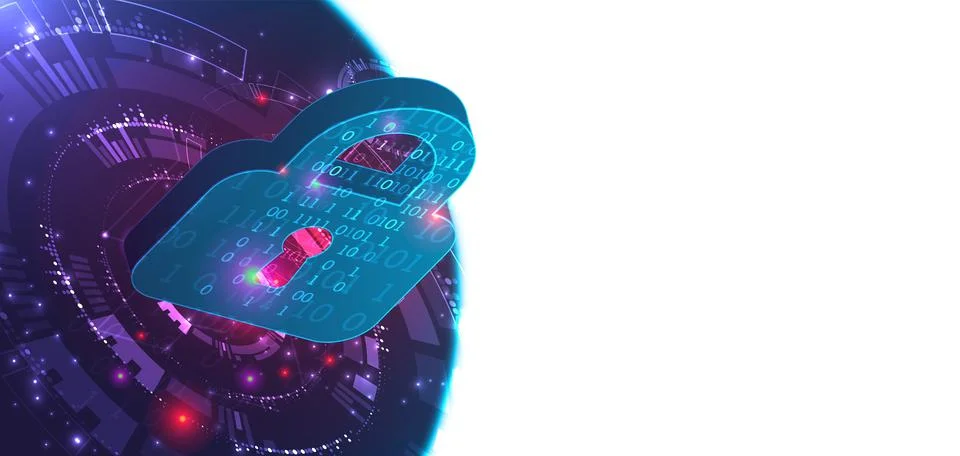 Secure digital space. Virtual confidential, programming protection. Illustration