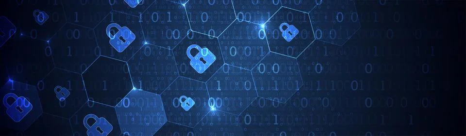 Secure digital space. Virtual confidential, programming protection. Ilustración de archivo