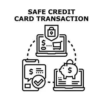 Secure digital transaction process safeguarding online payments Stock Illustration