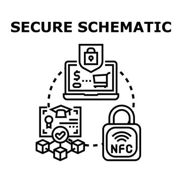 Secure digital transactions and certified data protection schematic Stock Illustration