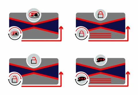 Secure digital wallet interface collection with lock and notification icons Stock-Illustration