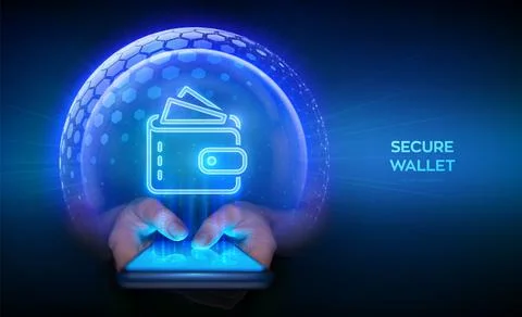 Secure digital wallet. Online payment via digital wallet in banking applica.. 스톡 일러스트