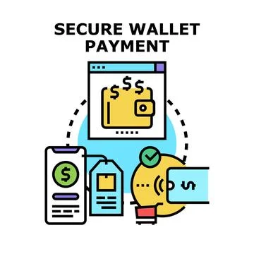 Secure digital wallet payment and online shopping concept Stock Illustration
