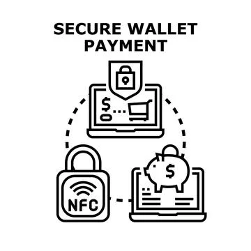 Secure digital wallet payment concept managing online money Stock Illustration
