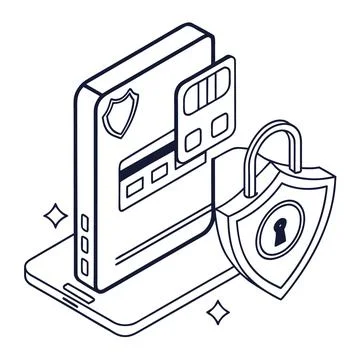 Secure Digital Wallet Security Line Icon for Mobile Payments Ilustración de archivo