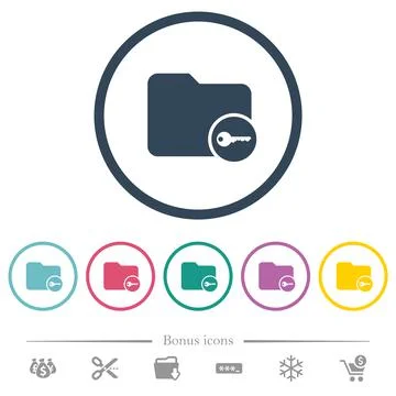 Secure directory flat color icons in round outlines Stock Illustration